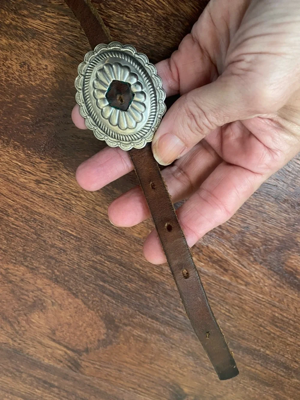 Vintage silver and leather Concho belt!! - Picture 7 of 8
